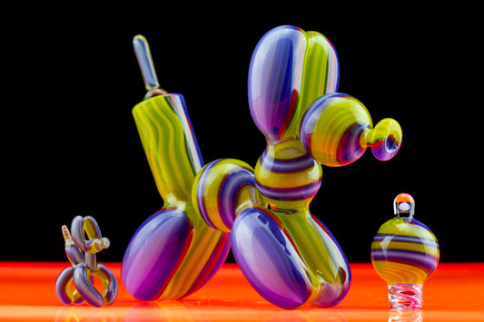 exquisite design of the "Special Edition" Linework Balloon Dog Rig (w/ Matching Cap, Dabber & Signed 1200 Pelican Case) by Blitzkriega