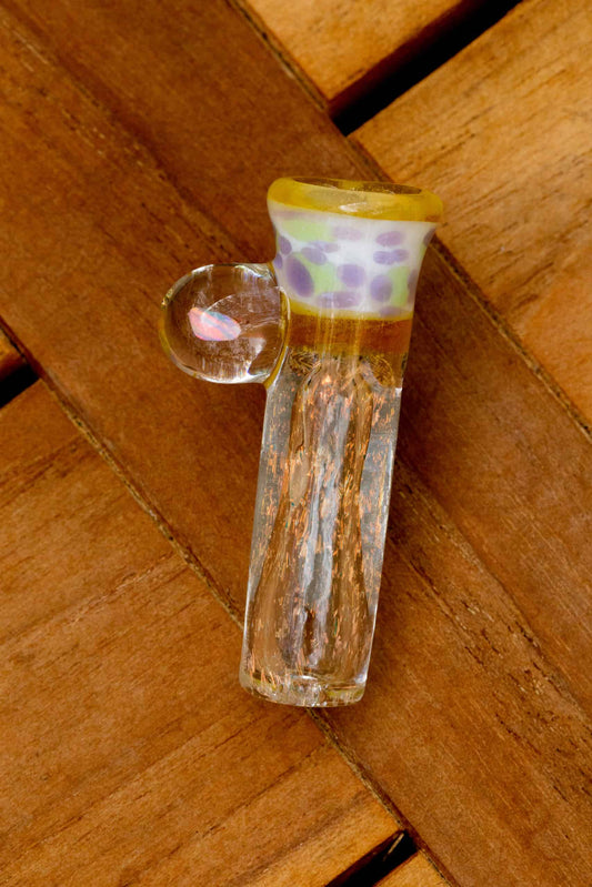 meticulously crafted art piece - UV Yellow Tip Onie w/ Encased Opal & Dichro by Sakibomb