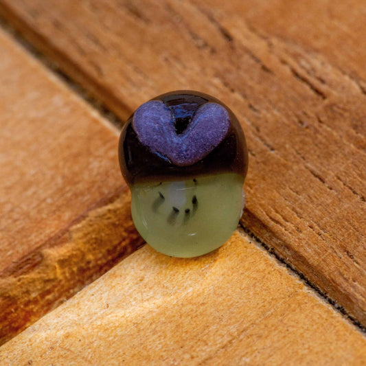 exquisite art piece - Tiny Flat Kiwi Pearl w/ Purple Heart by Sakibomb