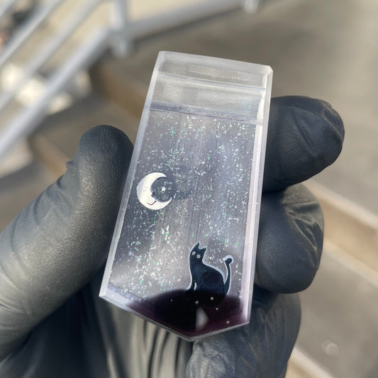 Cat and Moon Pendant by Azul Glass