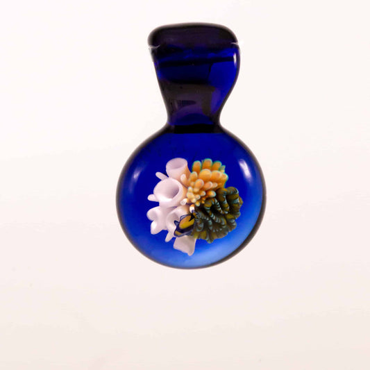 hand-blown glass pendant - Coral Reef Pendant (BLUE, YELLOW FISH) #6 BY KIMMO