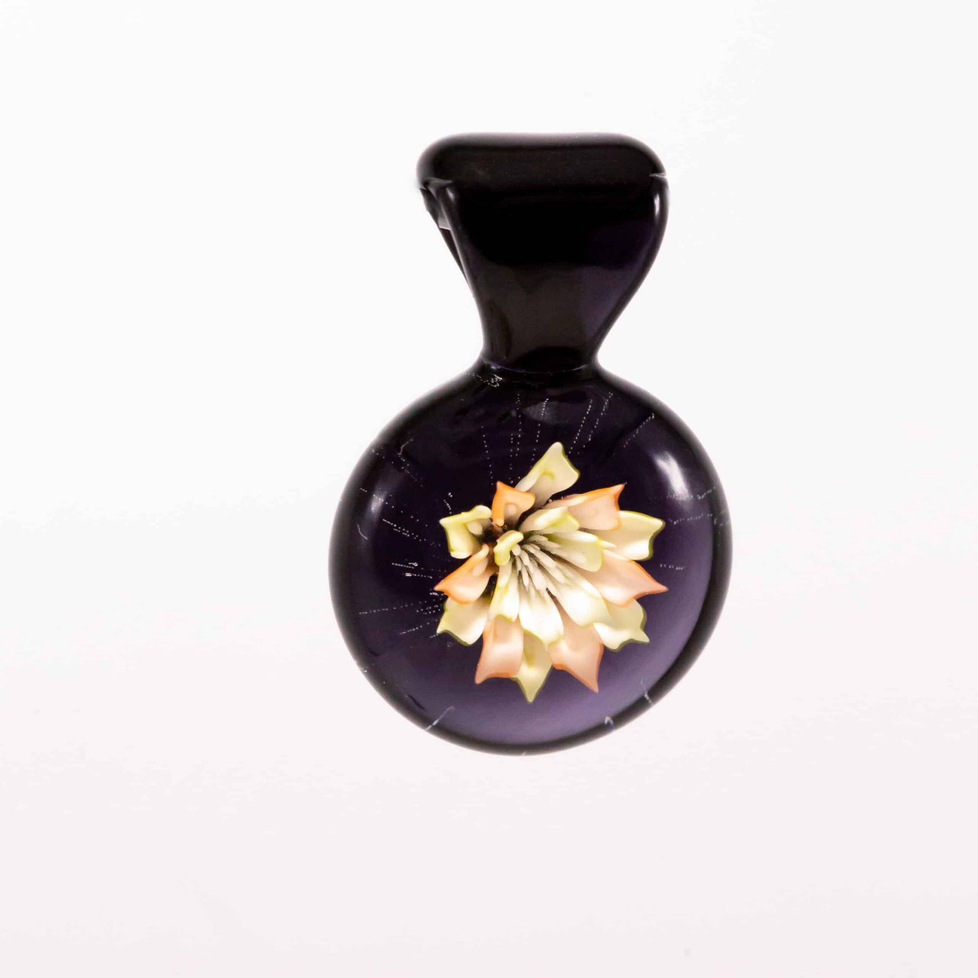 innovative glass pendant - Flower Pendant #4 BY KIMMO (BLACK, WHITE, AND ORANGE)