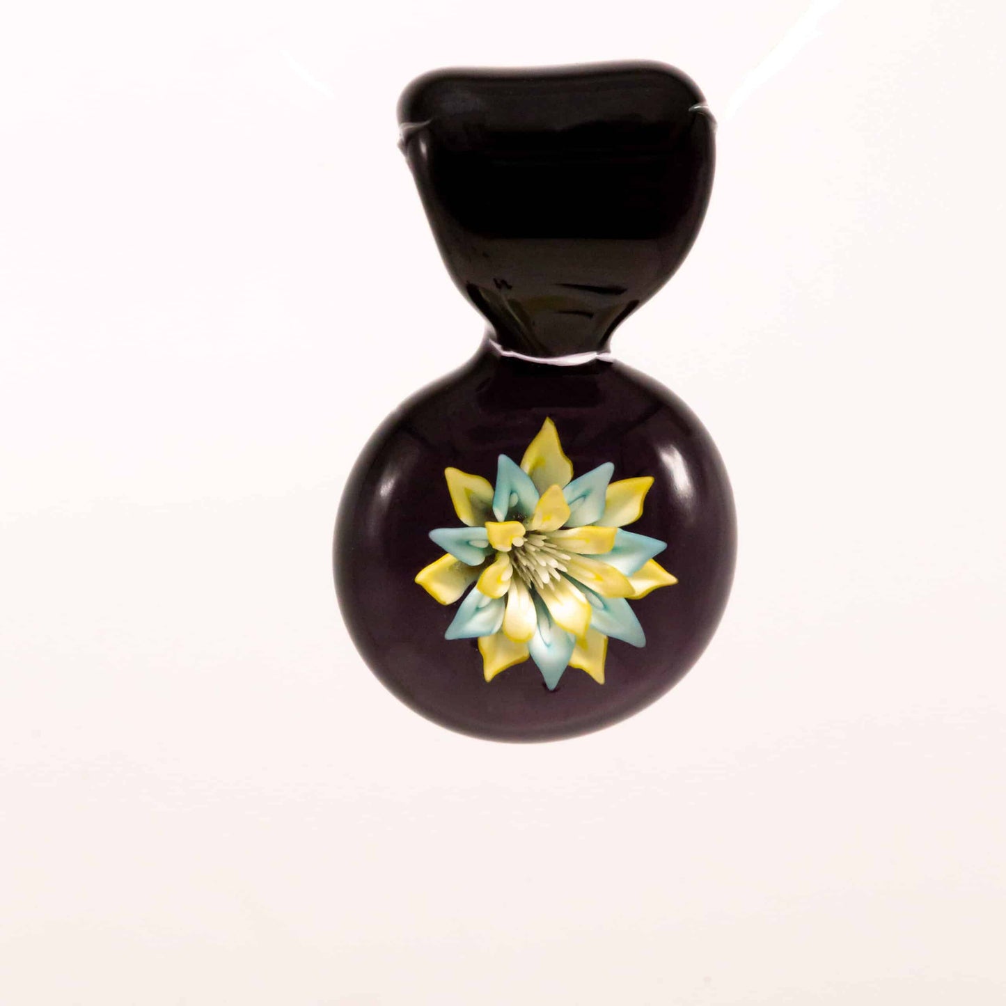 exquisite glass pendant - Flower Pendant #2 BY KIMMO (PURPLE, YELLOW, & BLUE )