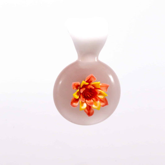 artisan-crafted glass pendant - Flower Pendant #5 BY KIMMO (WHITE, YELLOW AND PINK)