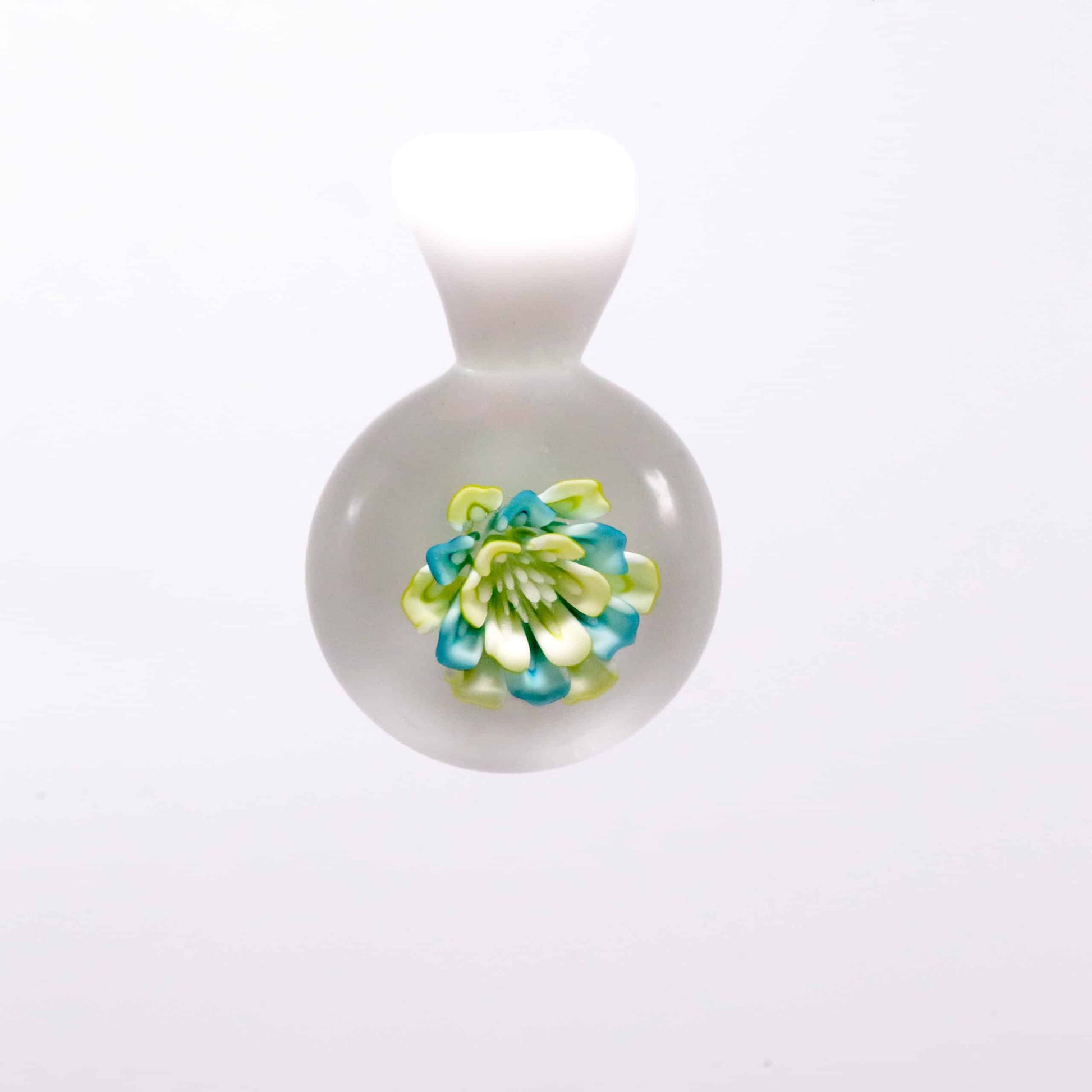 hand-blown glass pendant - Flower Pendant #1 BY KIMMO (BLUE AND WHITE)