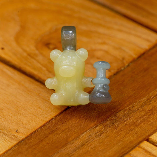 meticulously crafted glass pendant - Pastel Serum & Pastel Potion Heady Bear Collab Pendant by Alexander the Great & Snoopy Glass