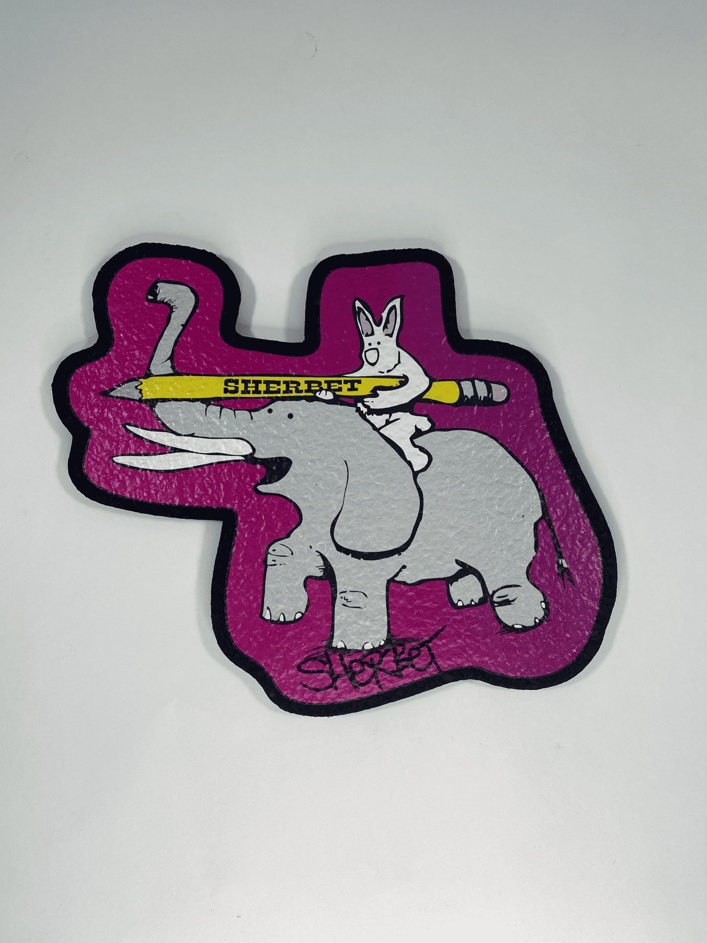 meticulously crafted art piece - Magenta Elephant & Bunny Moodmat by Sherbet Glass