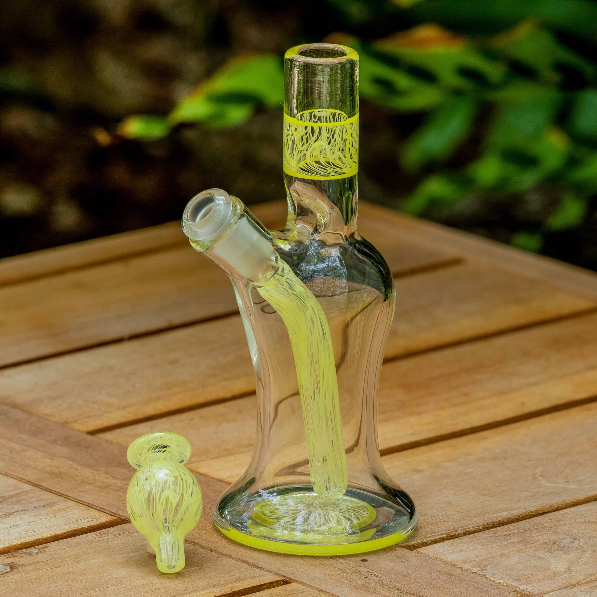 premium quality design of the Canary Scribble Accent Mini Tube w/ Fully Worked Bubble Cap by Snoopy Glass