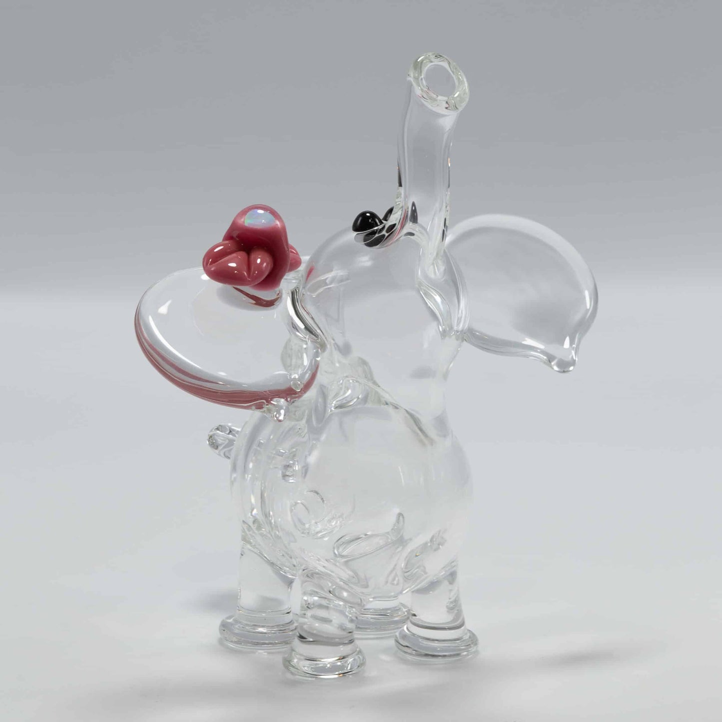 meticulously crafted design of the Clear Small Elephant Rig by Flame Princess Glass