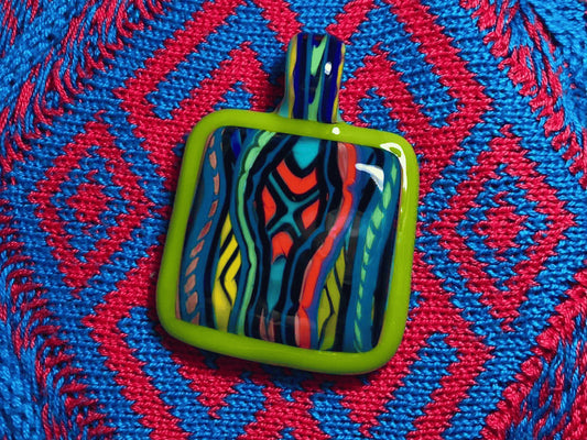 artisan-crafted glass pendant - Textile Coogi Pendant (B) by Trip A