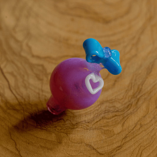 premium quality design of the Purple Carb Cap w/ Heart & Blue Bow by Sakibomb