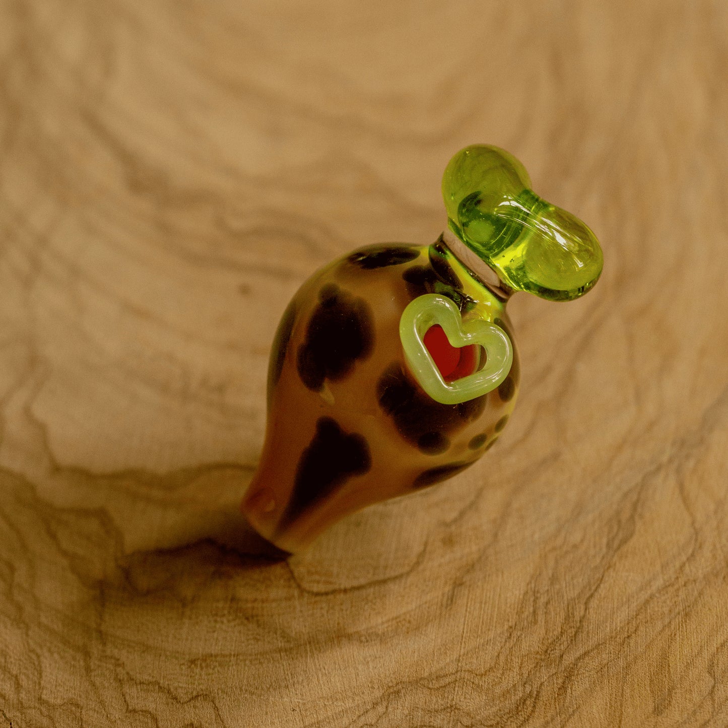 soft design of the Leopard Print Carb Cap w/ Green Hearts by Sakibomb