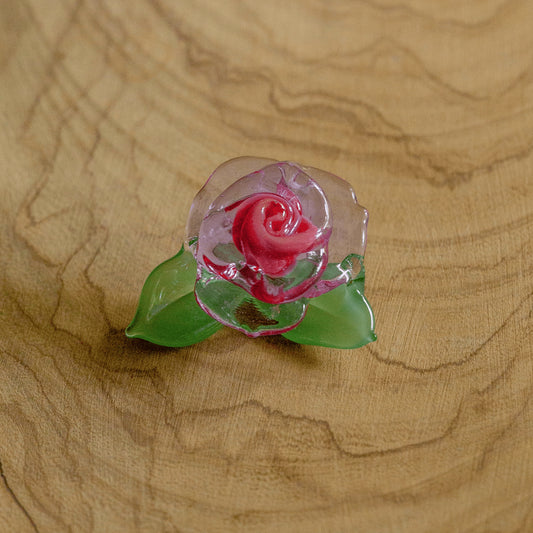 meticulously crafted glass pendant - Pink & Clear Rose Pendant (A) by Sakibomb