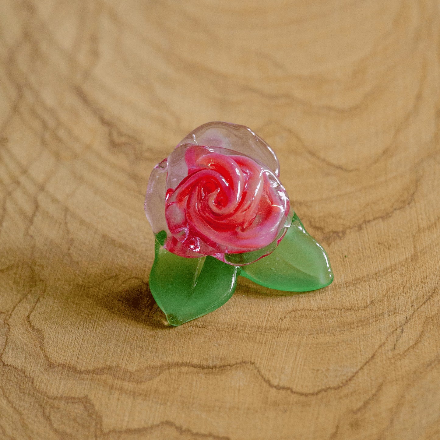 meticulously crafted glass pendant - Pink & Clear Rose Pendant (B) by Sakibomb