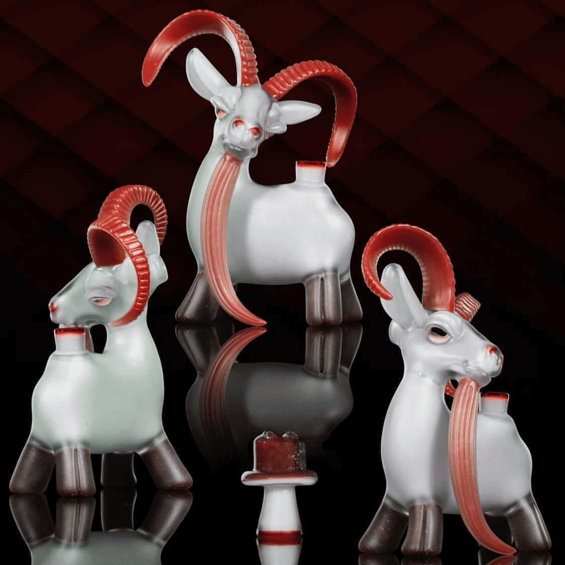 luxurious design of the Goat Rig Set by Robertson Glass (w/ Matching Pendant, Spinner Cap, Pearls, and Pelican Case)