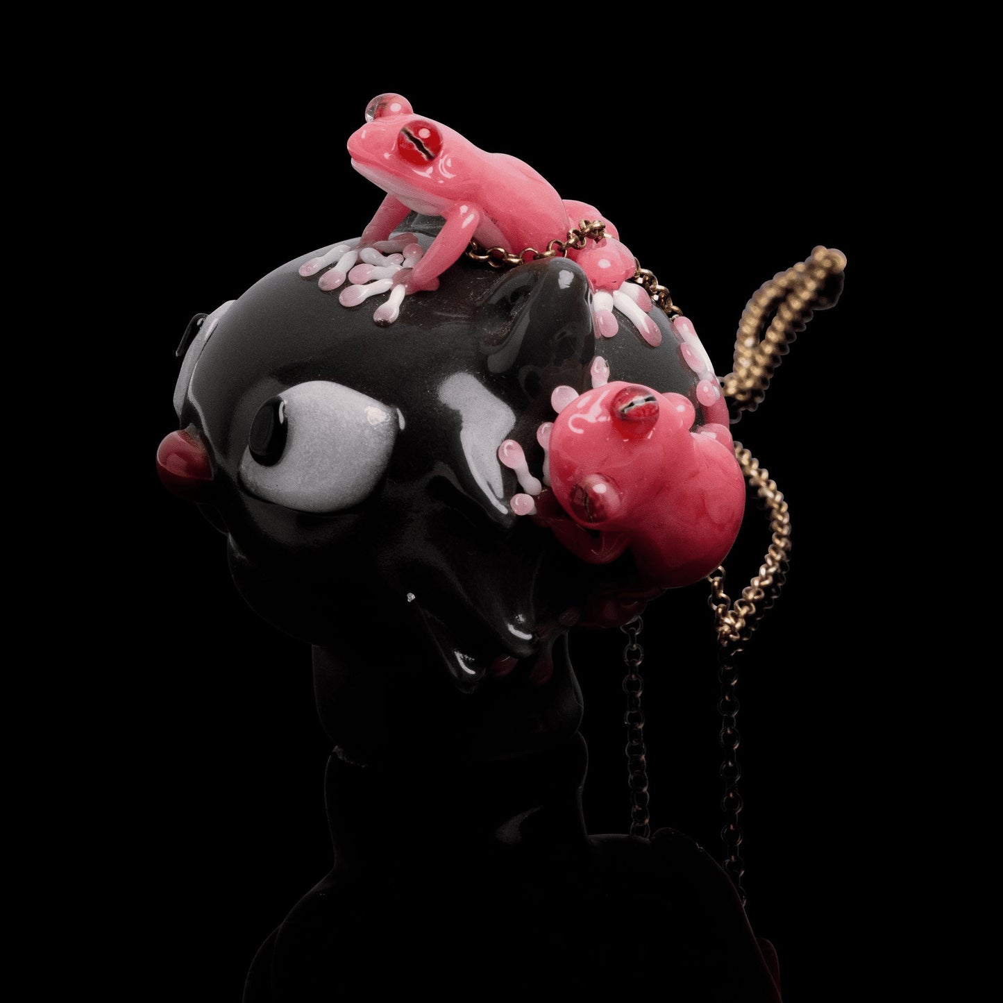 exquisite glass pendant - Best Friend Cat Head Frog Pendant by Kengtaro x Sakibomb (2022 Drop)