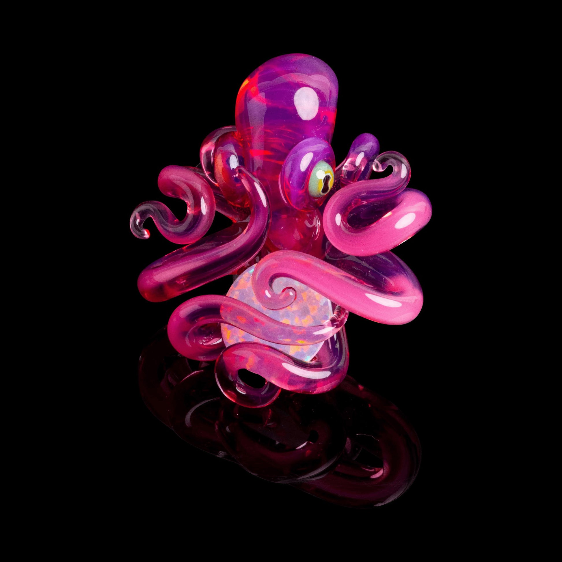 heady design of the Opal Trap Octopus Pendant (D) by Liz Wright Glass (GV 2022)