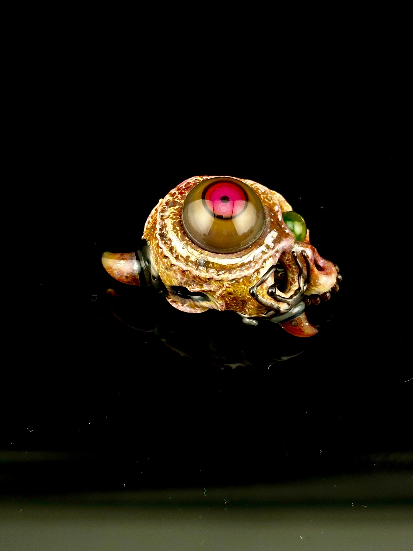 Aquarius skull and eye pendant