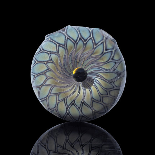 artisan-crafted glass pendant - Pineapple Pattern Disk Pendant (B) by Hondo Glass (2022 Release)