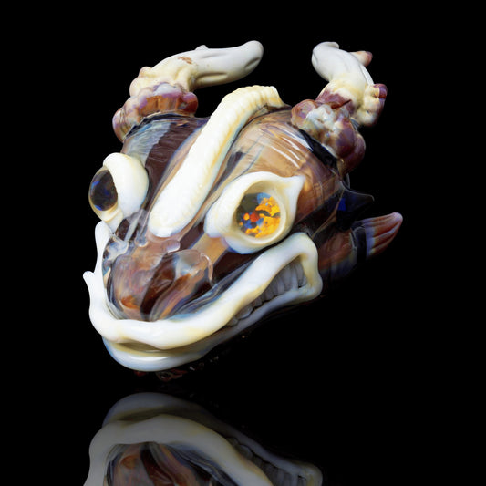 meticulously crafted glass pendant - Dragon Head Pendant by Elks That Run x Nathan Belmont (Belmont’s Beasts)