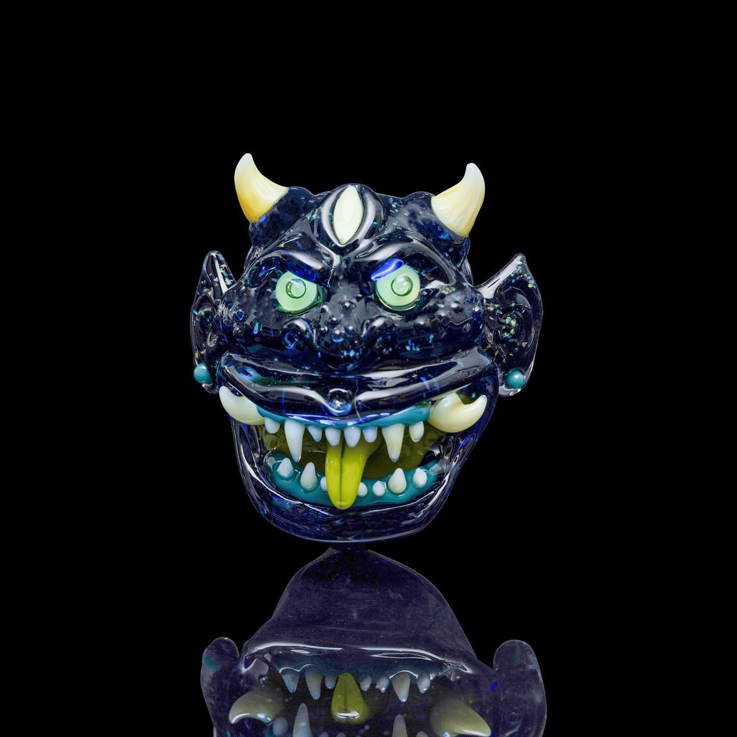 artisan-crafted glass pendant - Crushed Opal Oni Pendant by Nathan Belmont (Belmont’s Beasts)