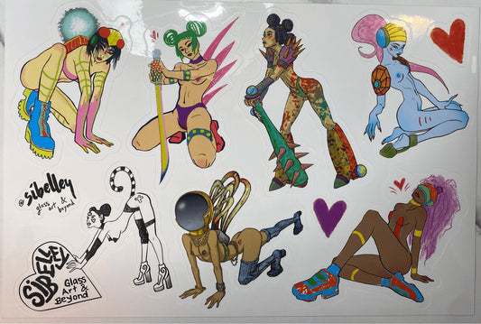 hand-blown art piece - Sticker Sheet by Sibelley (Cyber Punks 2022 Release)