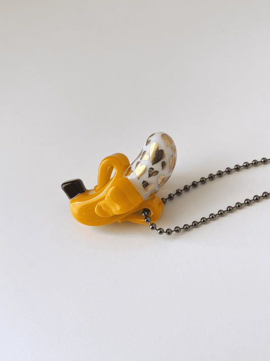 heady glass pendant - Collab Coyle Banana with Gold Hearts Pendant by Sibelley x Coyle (Cyber Punks 2022 Release)