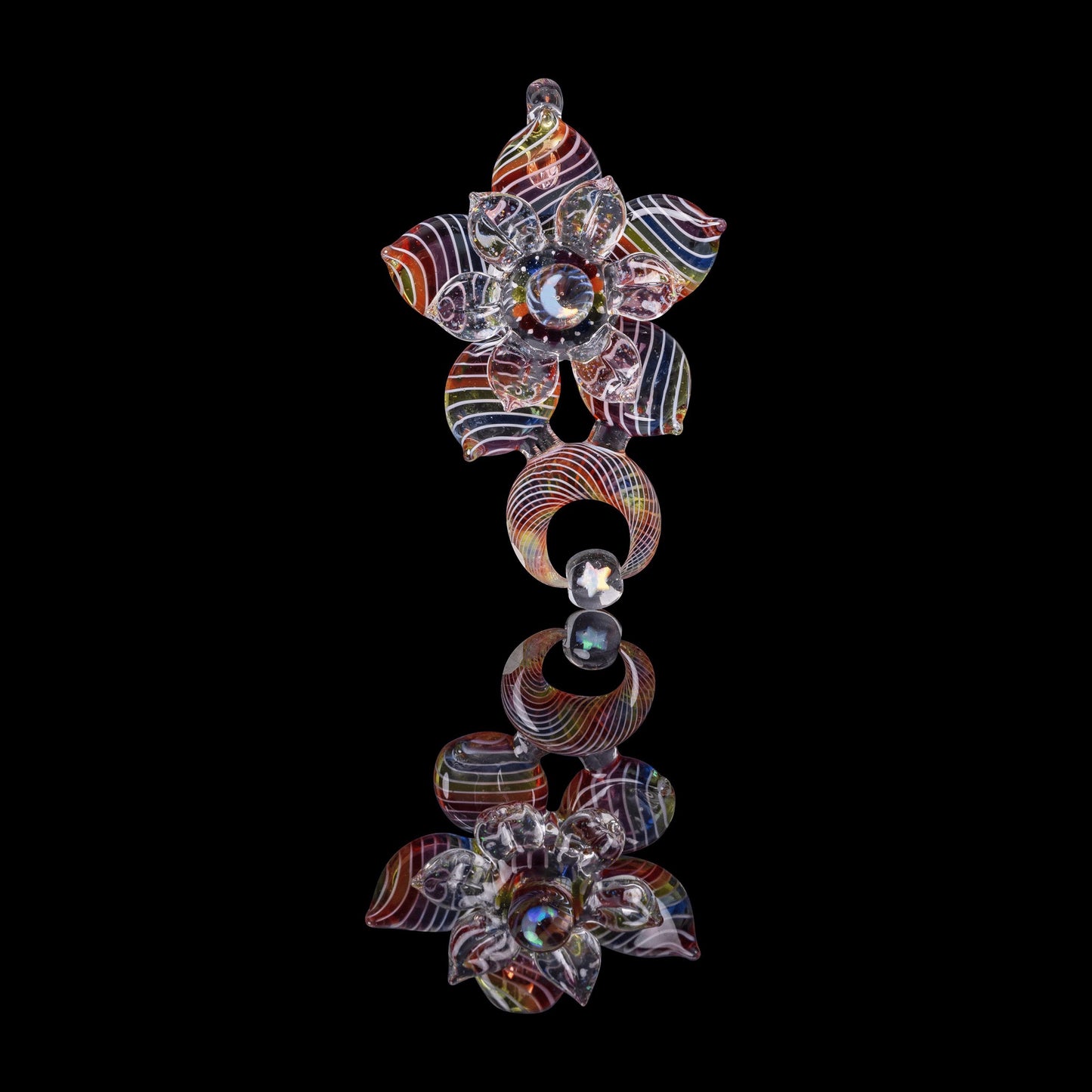 artisan-crafted glass pendant - Collab Pendant (C) by Mars Glassworks x Karma Glass (Rainbow Equinox 2022)