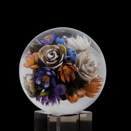hand-blown art piece - Encased Vacuum Flower Marble by Akihiro Glass (SCOPE 2022)