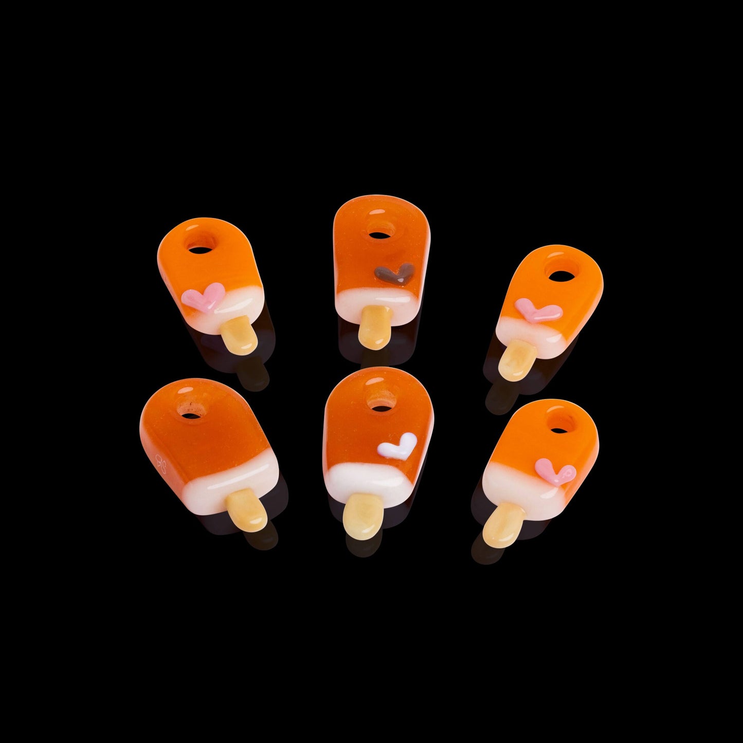 meticulously crafted glass pendant - Glow Orange Popsicle Pendant by Sakibomb (2023)