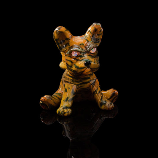 meticulously crafted design of the Fumed Tiger Custom Stripe Pattern Mini Frenchie Rig w/ Opal Eyes by Swanny (2023)