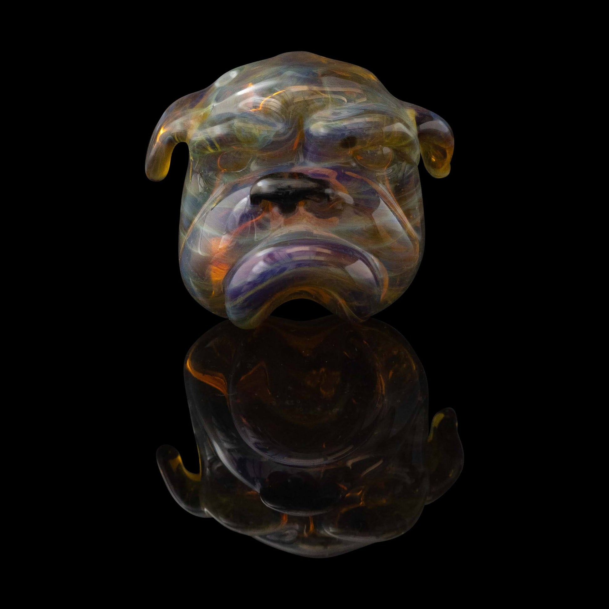 innovative glass pendant - Fumed Tiger Striped Bulldog Pendant by Swanny (2023)