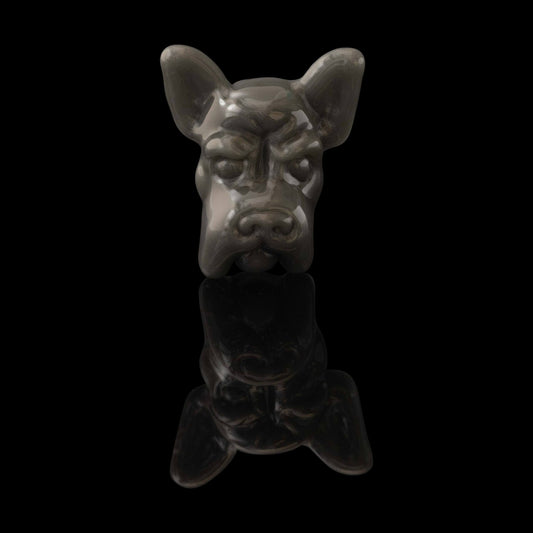 hand-blown glass pendant - Portland Grey Frenchie Pendant by Swanny (2023)