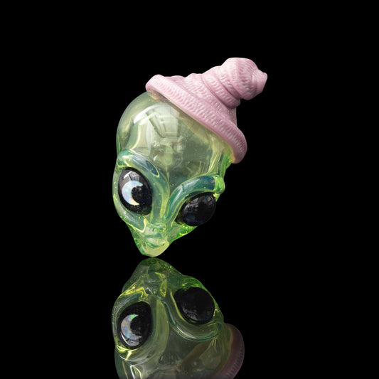 exquisite glass pendant - Green Alien with Beanie Pendant by Ghost Glass (GV 2023)