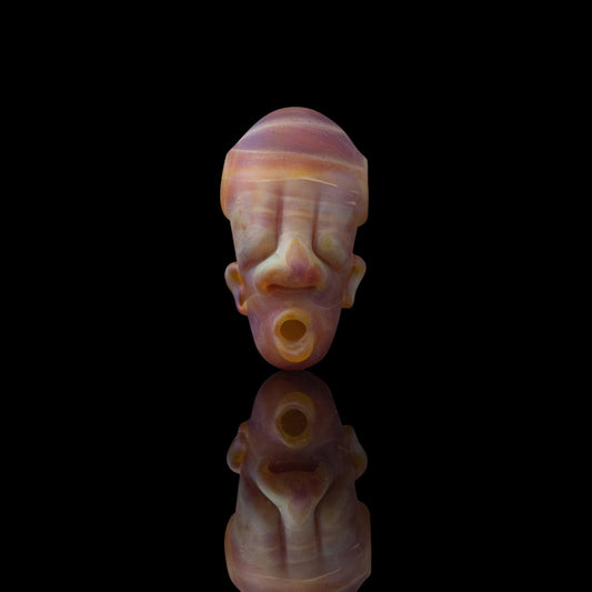 meticulously crafted glass pendant - Neolithic Head Pendant (A) by Gomez Glass (2023 Release)