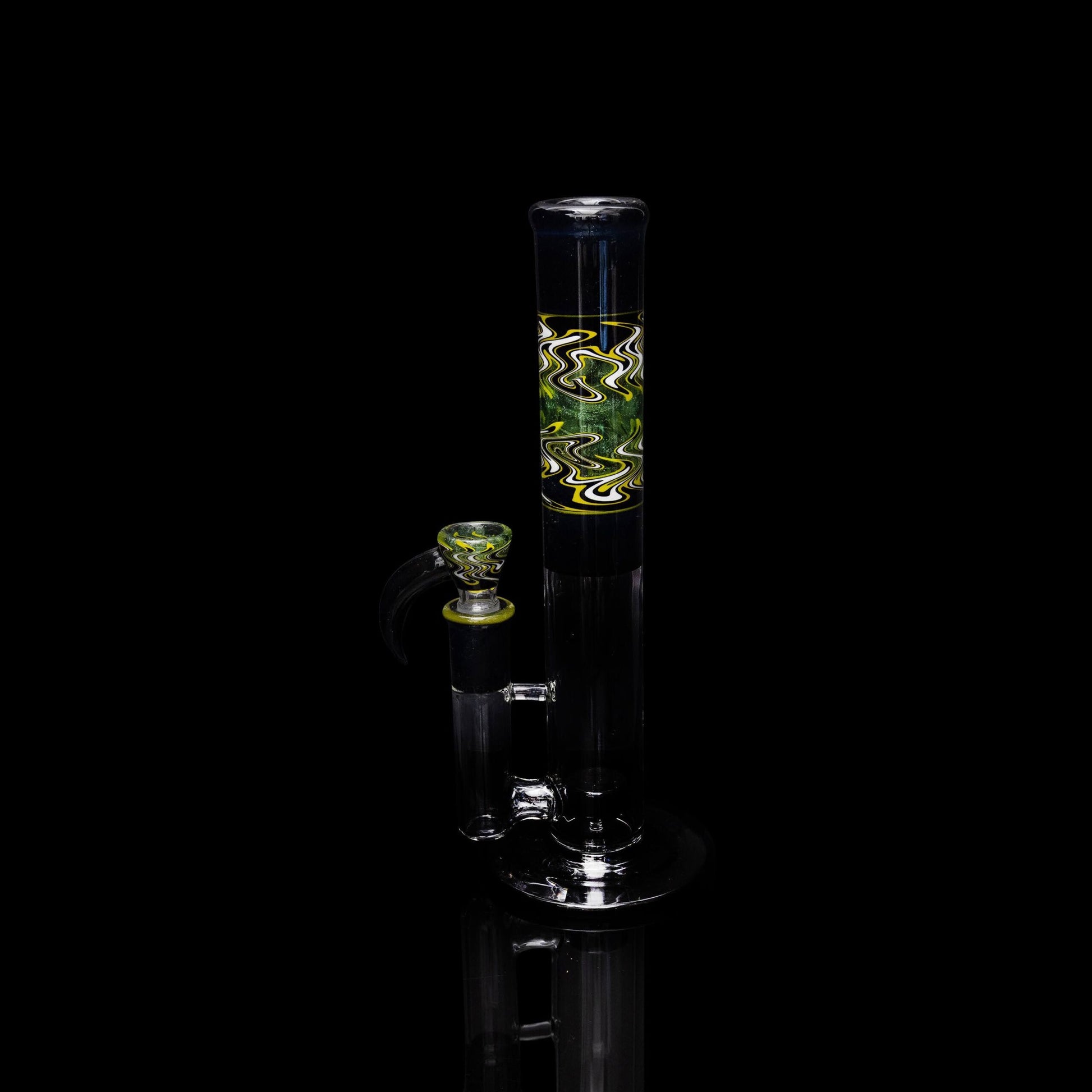 exquisite art piece - 12” Green and Black WigWag Straight Tube by Gobs Glass (2023 Release)