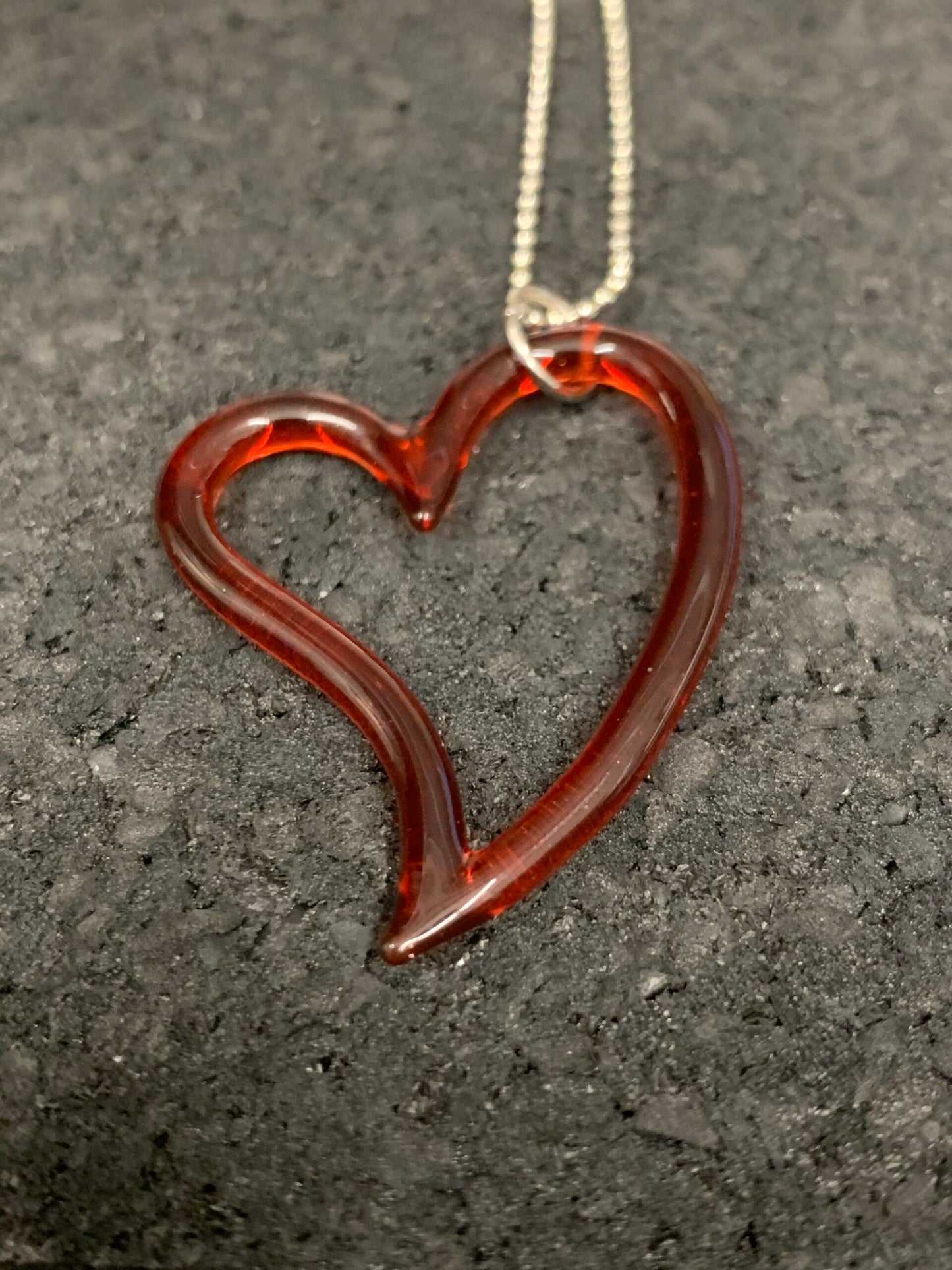 artisan-crafted glass pendant - Ruby Slippers Heart Pendant by Spiller Woods (2023)