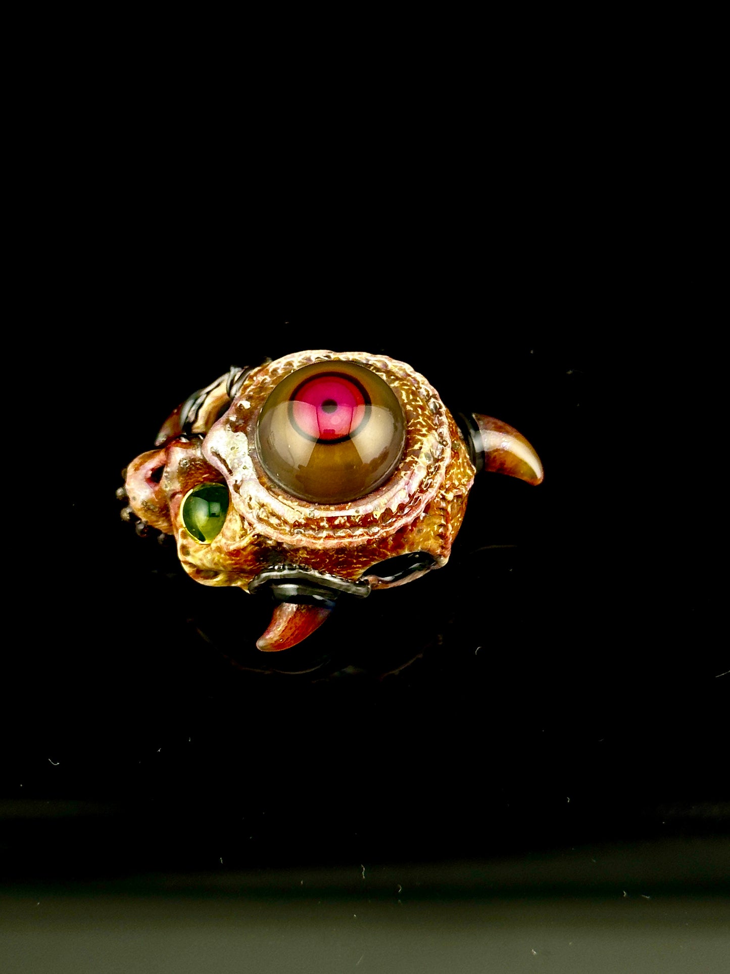 Aquarius skull and eye pendant