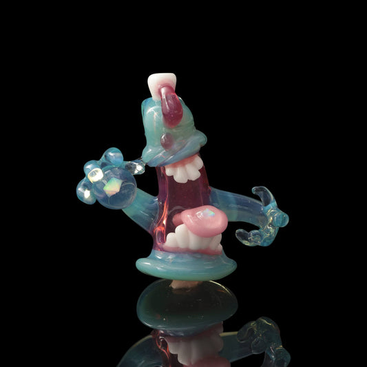 artisan-crafted glass pendant - Light Blue & Pink Heady Pendant by GlassHole (2023)