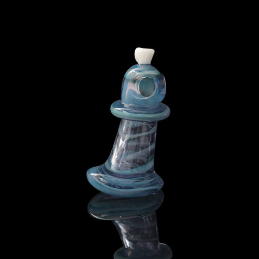 hand-blown glass pendant - Blue Striped Designer Pendant by GlassHole (2023)
