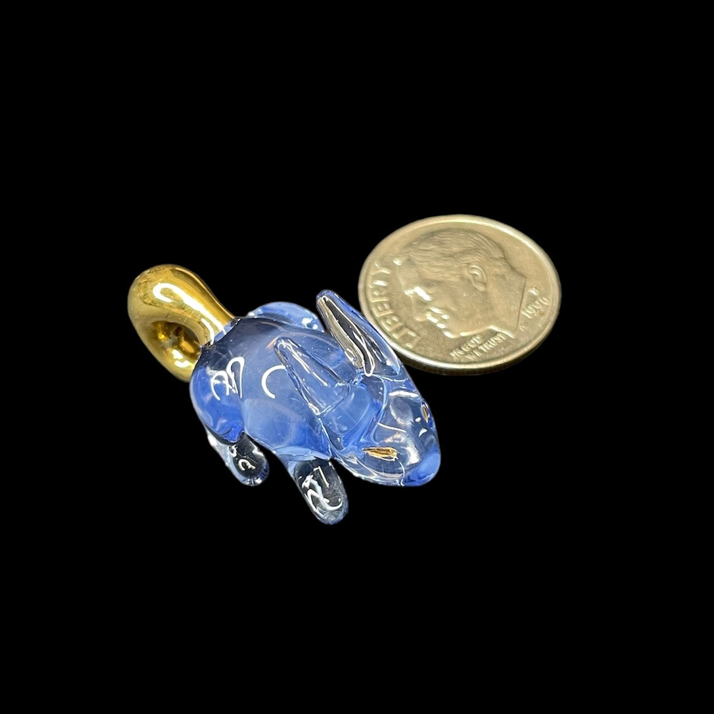 Sky Blue Rabbit With Gold Hoop Pendant by Sibelley (2023)