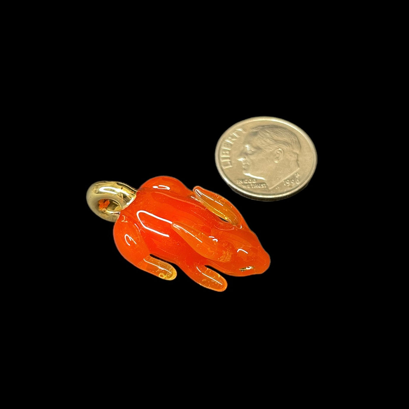 Orange Rabbit With Gold Hoop Pendant by Sibelley (2023)