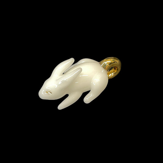 White Rabbit With Gold Hoop Pendant by Sibelley (2023)