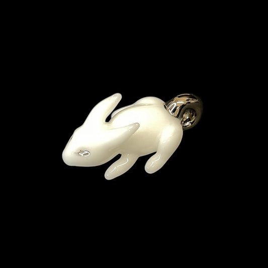 White Rabbit With Silver Hoop Pendant by Sibelley (2023)