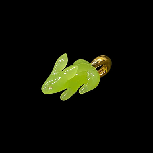 Lime Green Rabbit With Gold Hoop Pendant by Sibelley (2023)