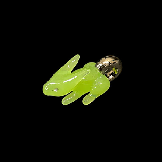Lime Green Rabbit With Silver Hoop Pendant by Sibelley (2023)