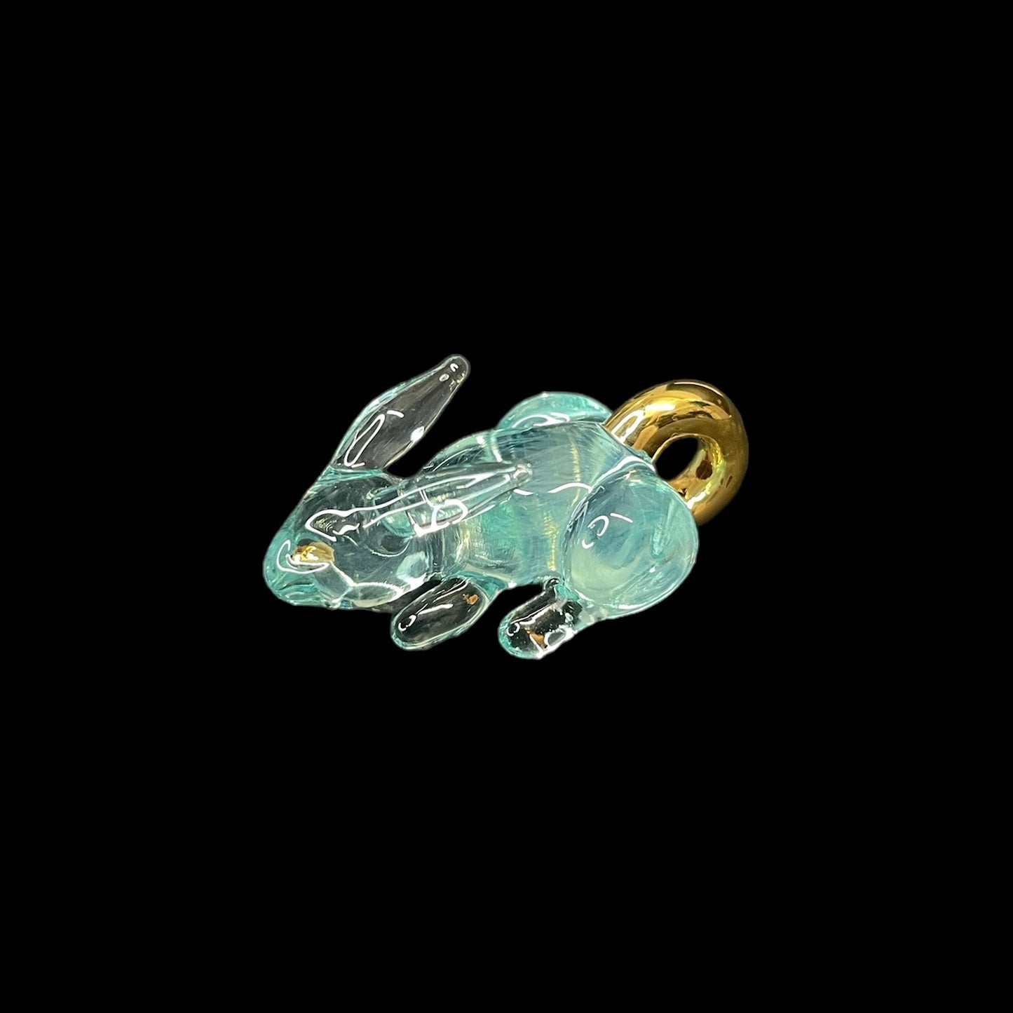 Light Cyan Rabbit With Gold Hoop Pendant by Sibelley (2023)