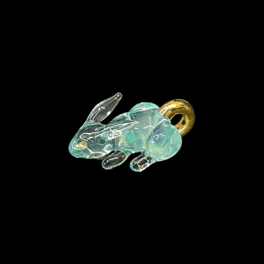Light Cyan Rabbit With Gold Hoop Pendant by Sibelley (2023)
