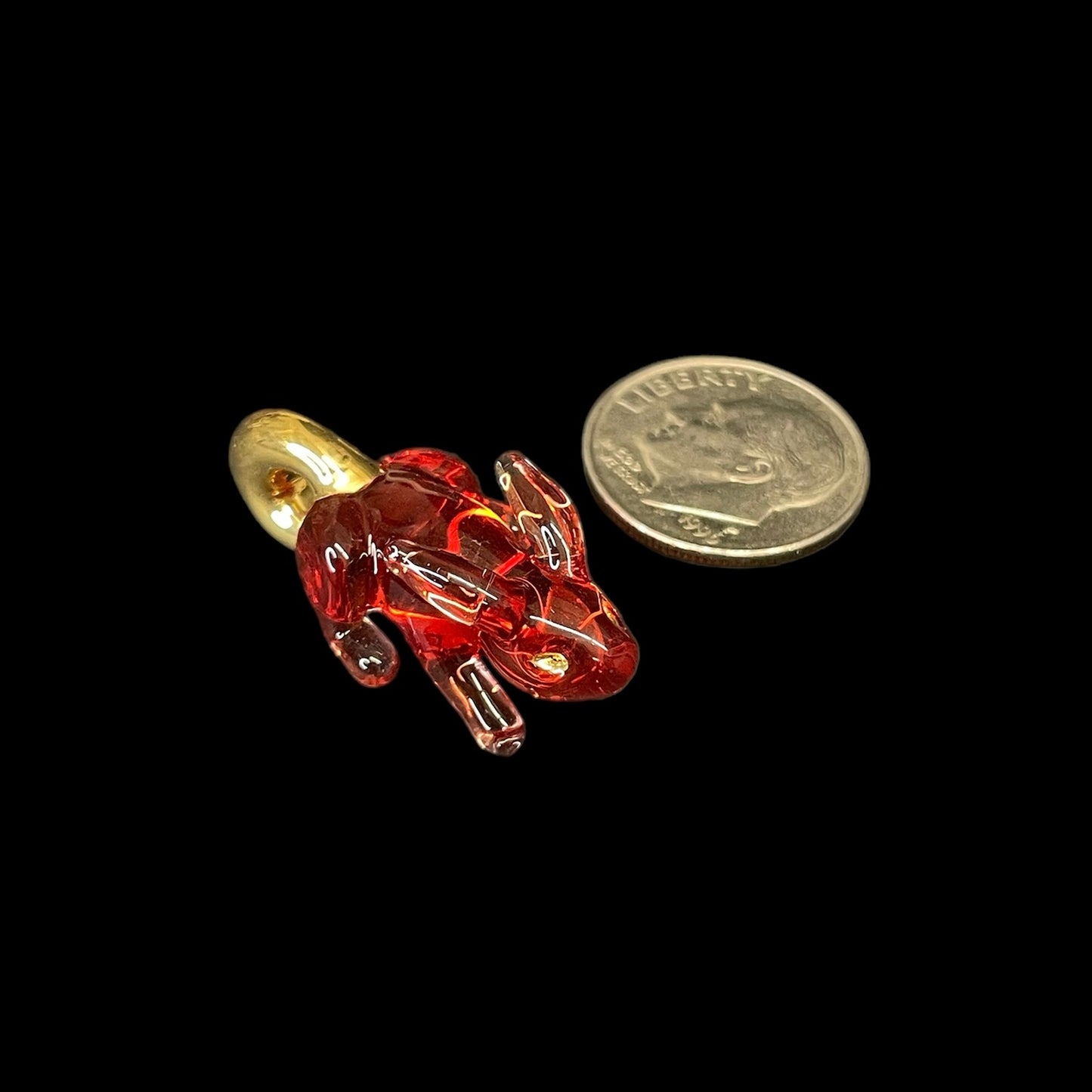 Red Rabbit With Gold Hoop Pendant by Sibelley (2023)
