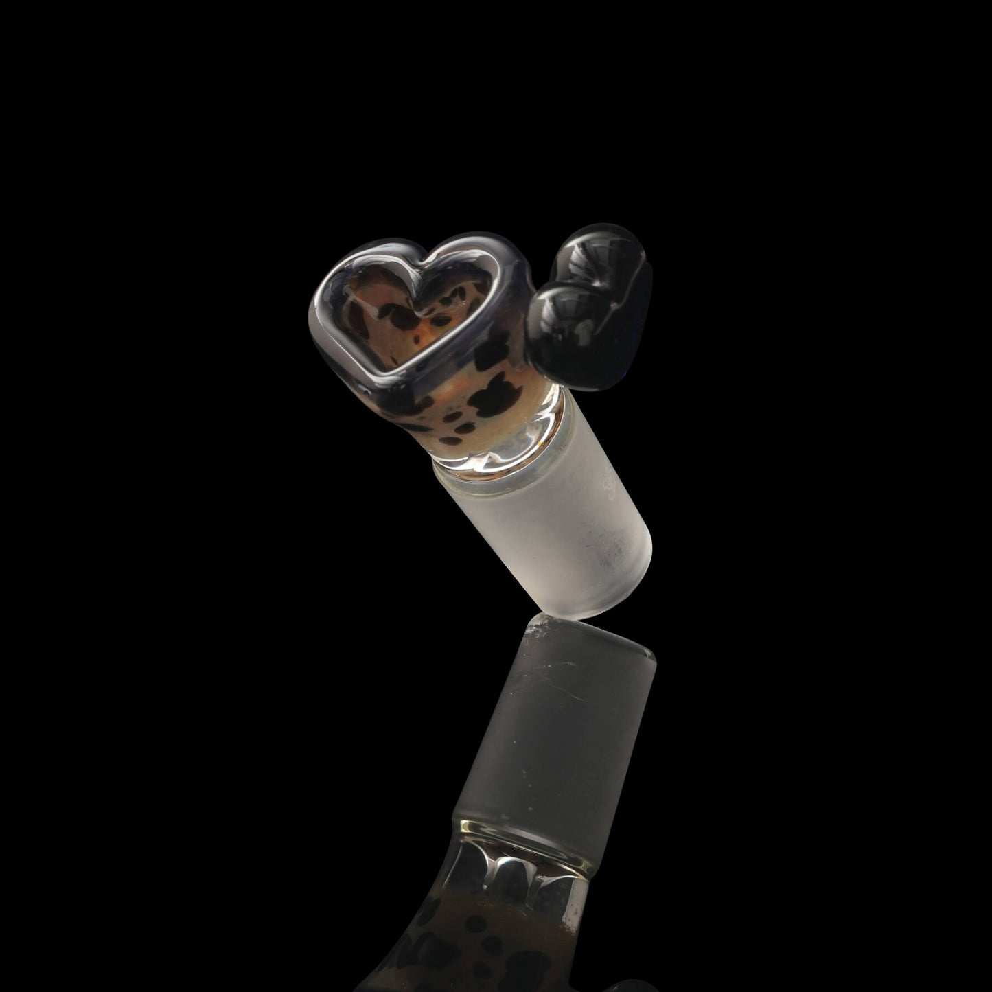 hand-blown art piece - 18mm Male Black Leopard Love Slide (A) by Sakibomb (2023)